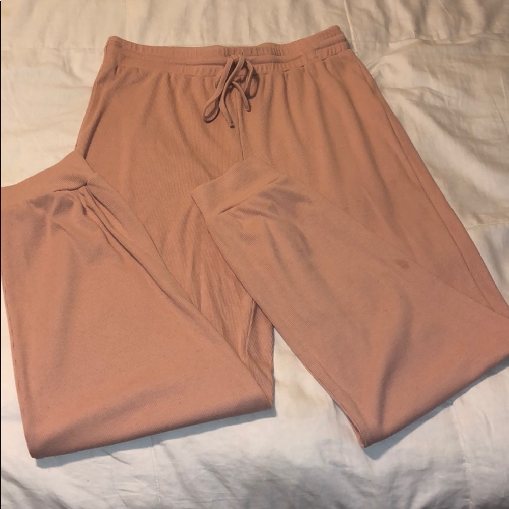 Pink ribbed sweatpants